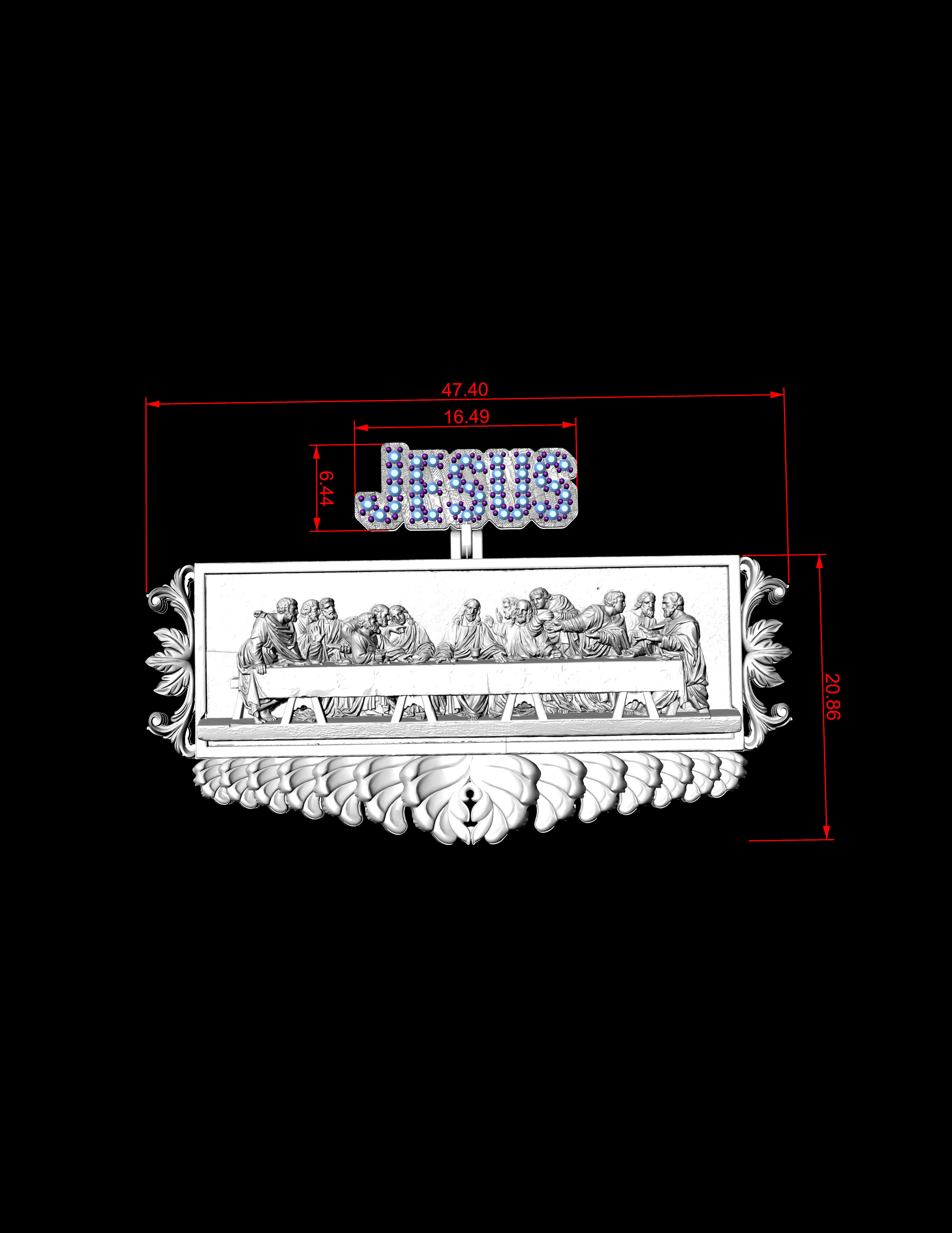 Leonardo Last Supper Jesus pendant 3D  Print Model  3D print model_5