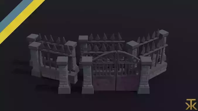 Cartoon fantasy cemetery fence kit Polygonal Style