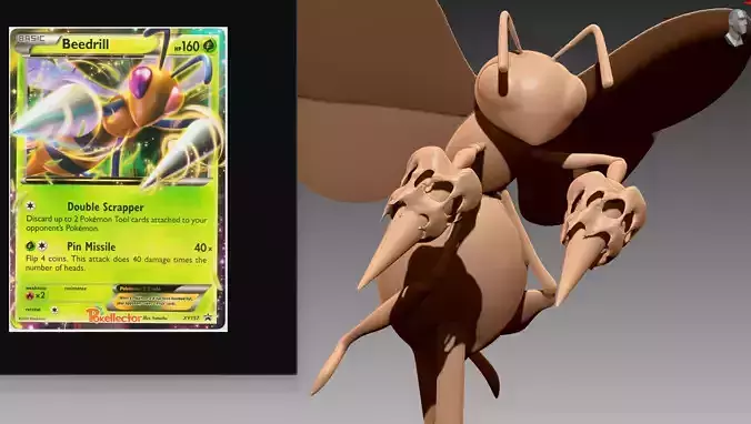 Beedrill flying Pokemon OBJ STL 3D print model