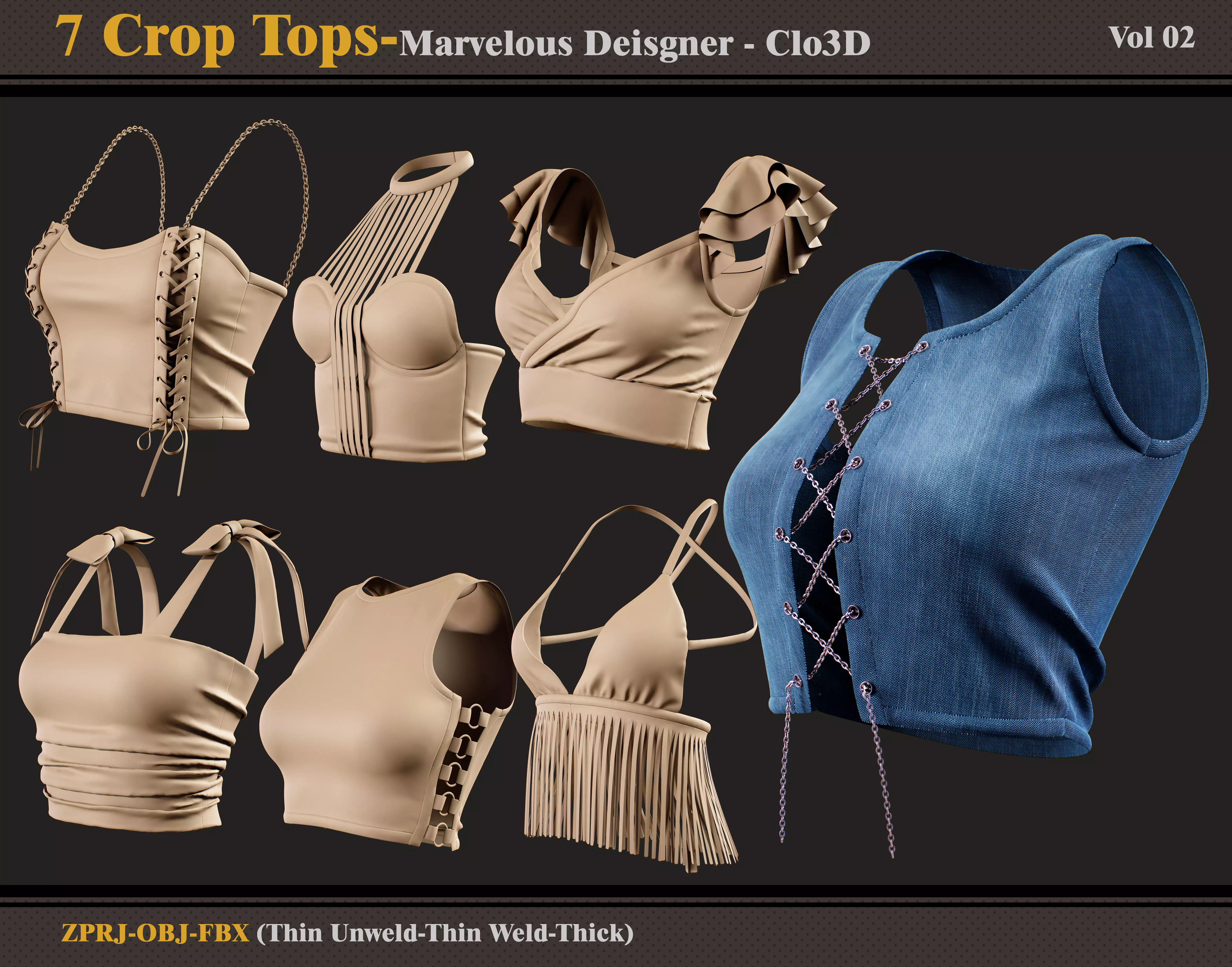 7 Crop Tops -MD-CLo3D -ZPRJ - FBX - OBJ 3D model