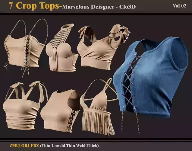 7 Crop Tops -MD-CLo3D -ZPRJ - FBX - OBJ