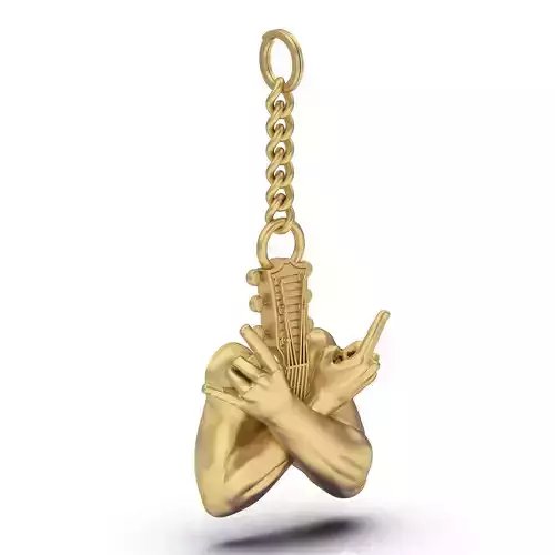 Cross hand guitar key holder  gold  printable jewelry 3D model