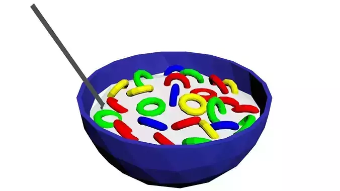 Low Poly Game Ready Bowl Of Cereals Low-poly 3D model