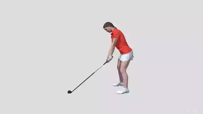 Young Golfer Girl Playing Golf Low-poly 3D model Young Golfer Girl Playing Golf Low-poly 3D model