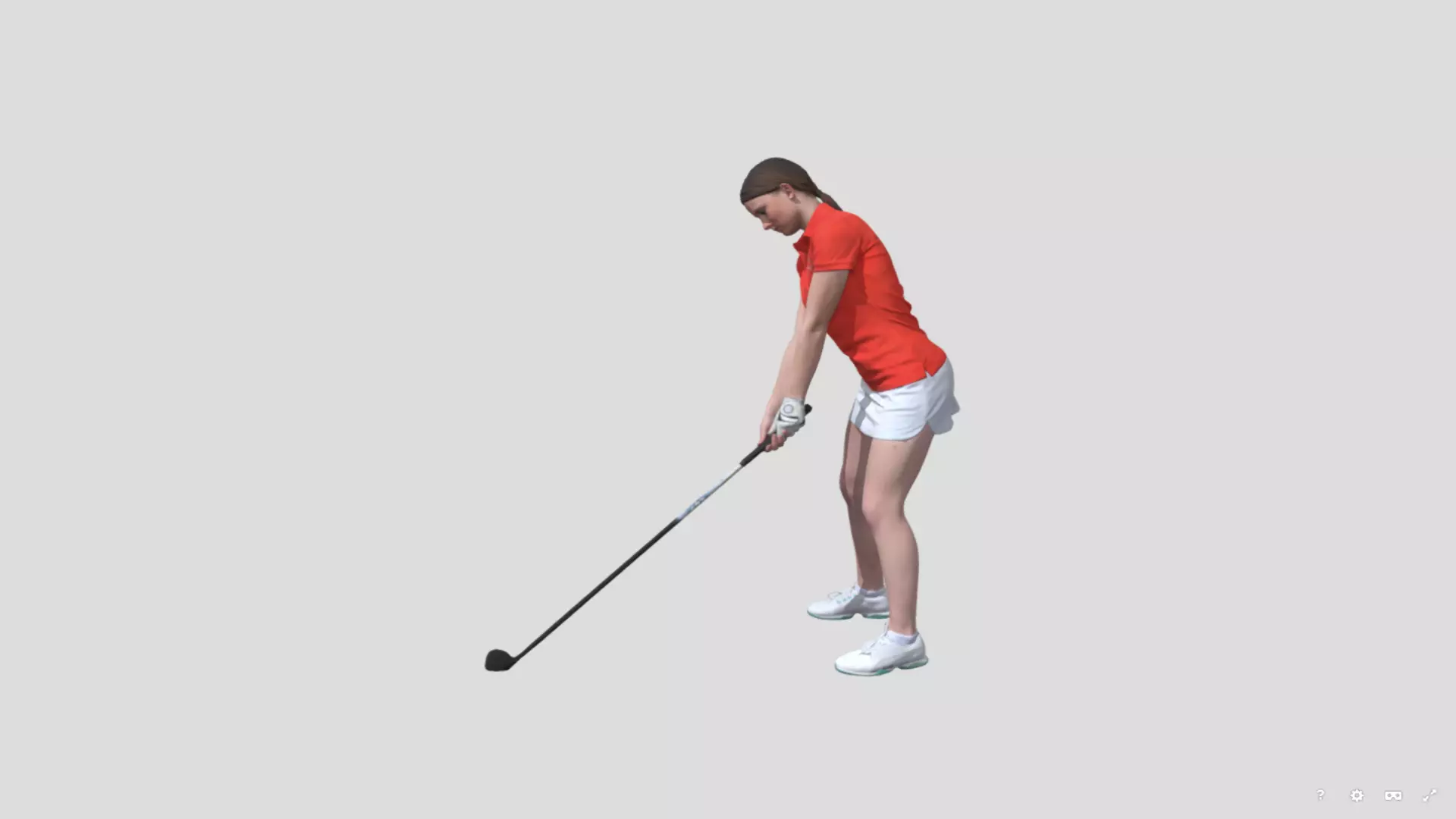Young Golfer Girl Playing Golf Low-poly 3D model_0