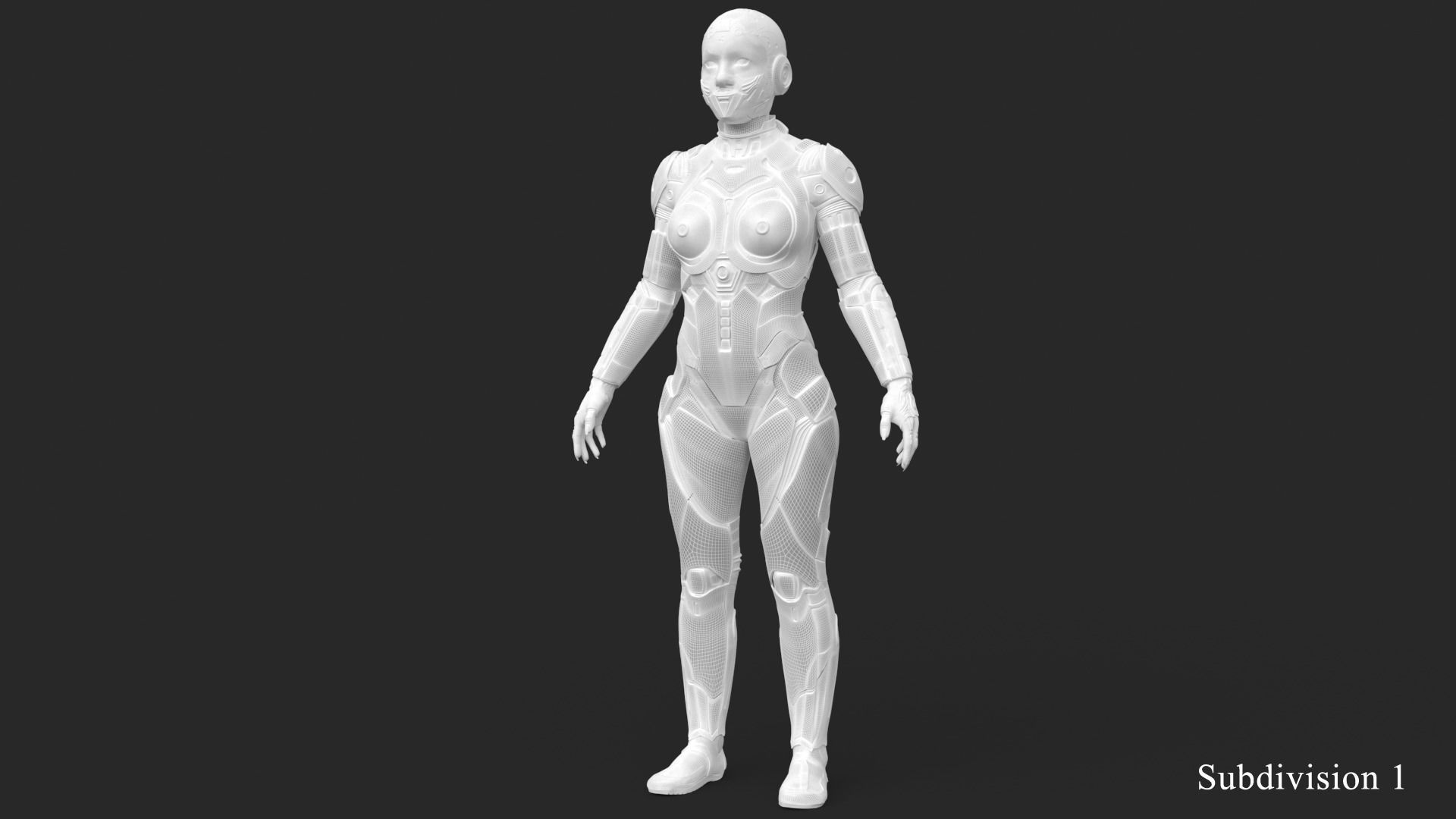 Cyborg Angel Asian Red 3D model_40