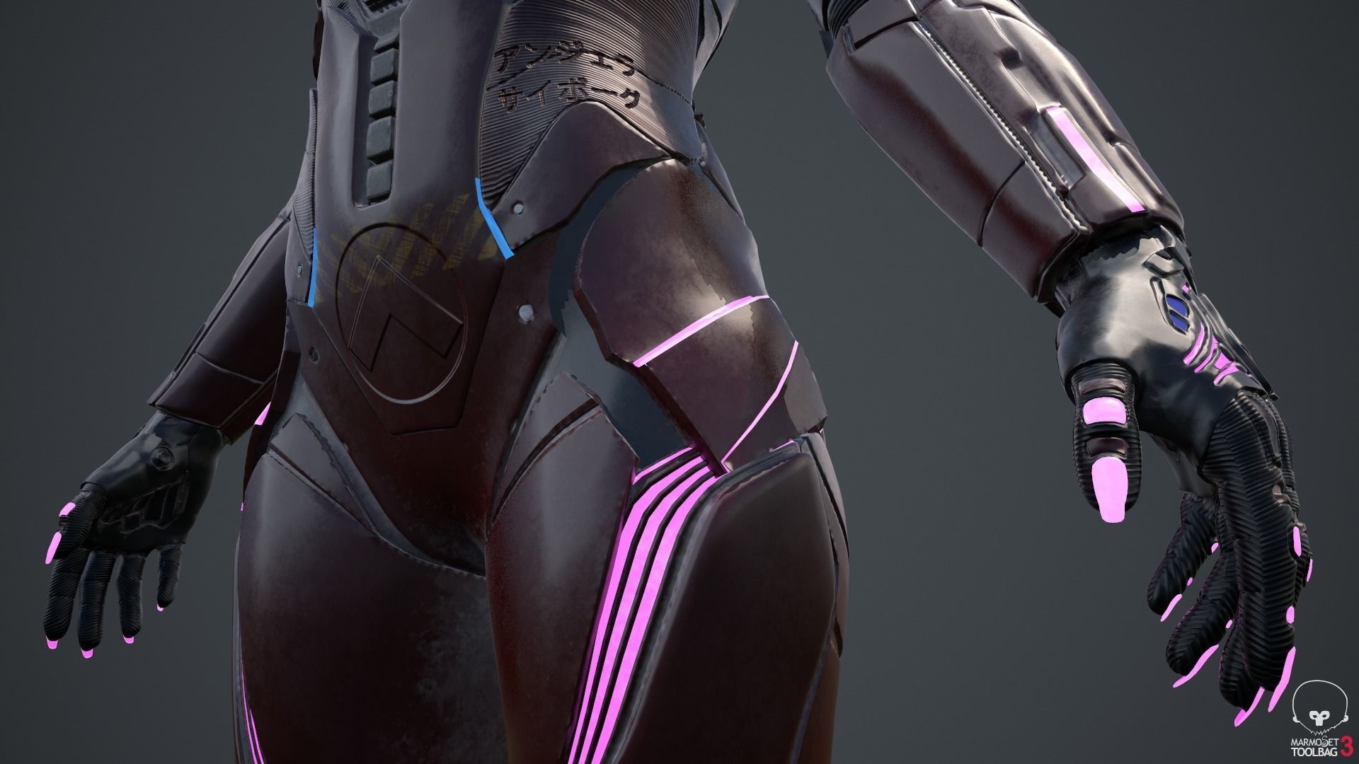 Cyborg Angel Asian Red 3D model_71