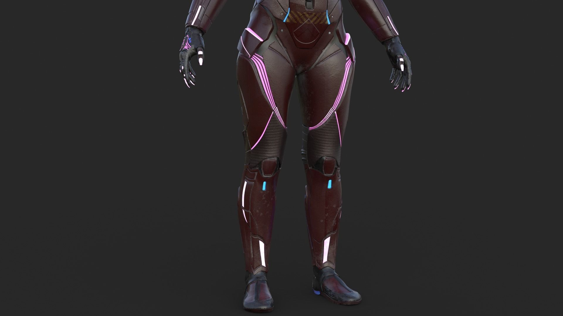 Cyborg Angel Asian Red 3D model_14