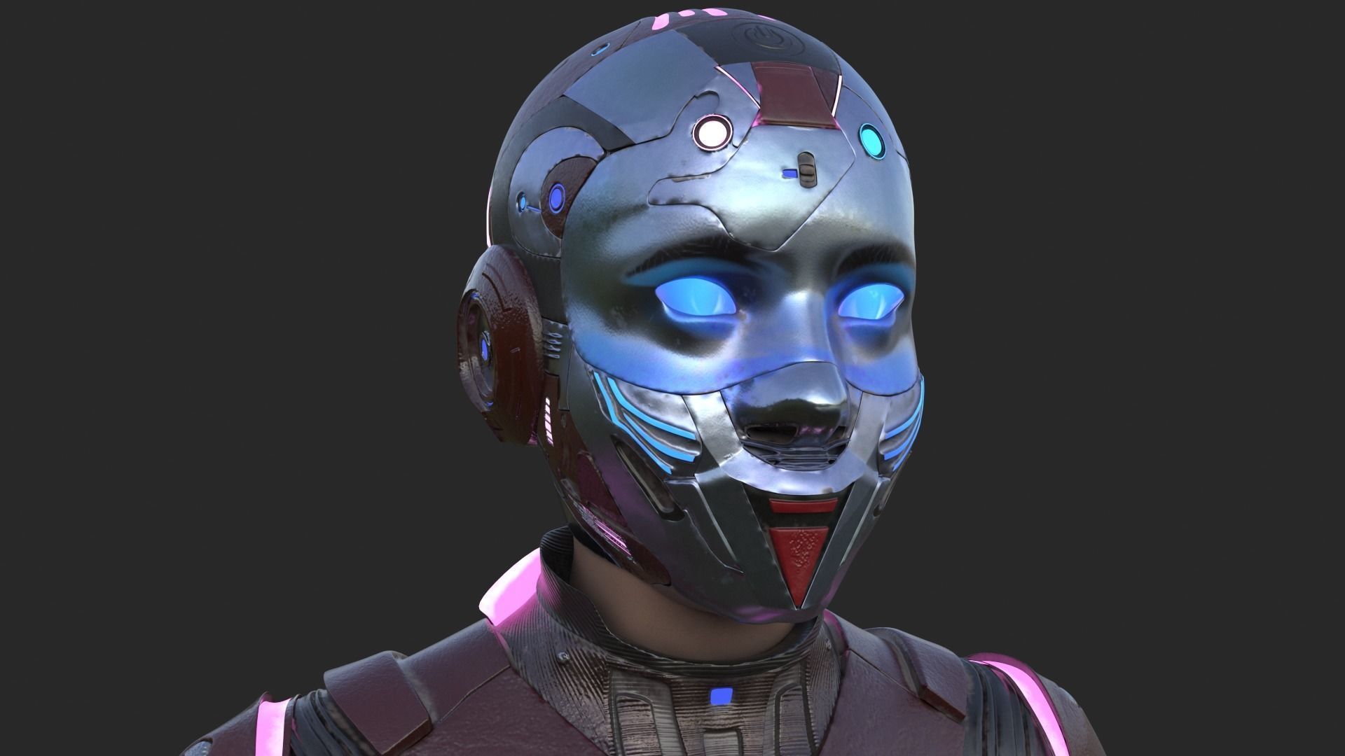 Cyborg Angel Asian Red 3D model_19