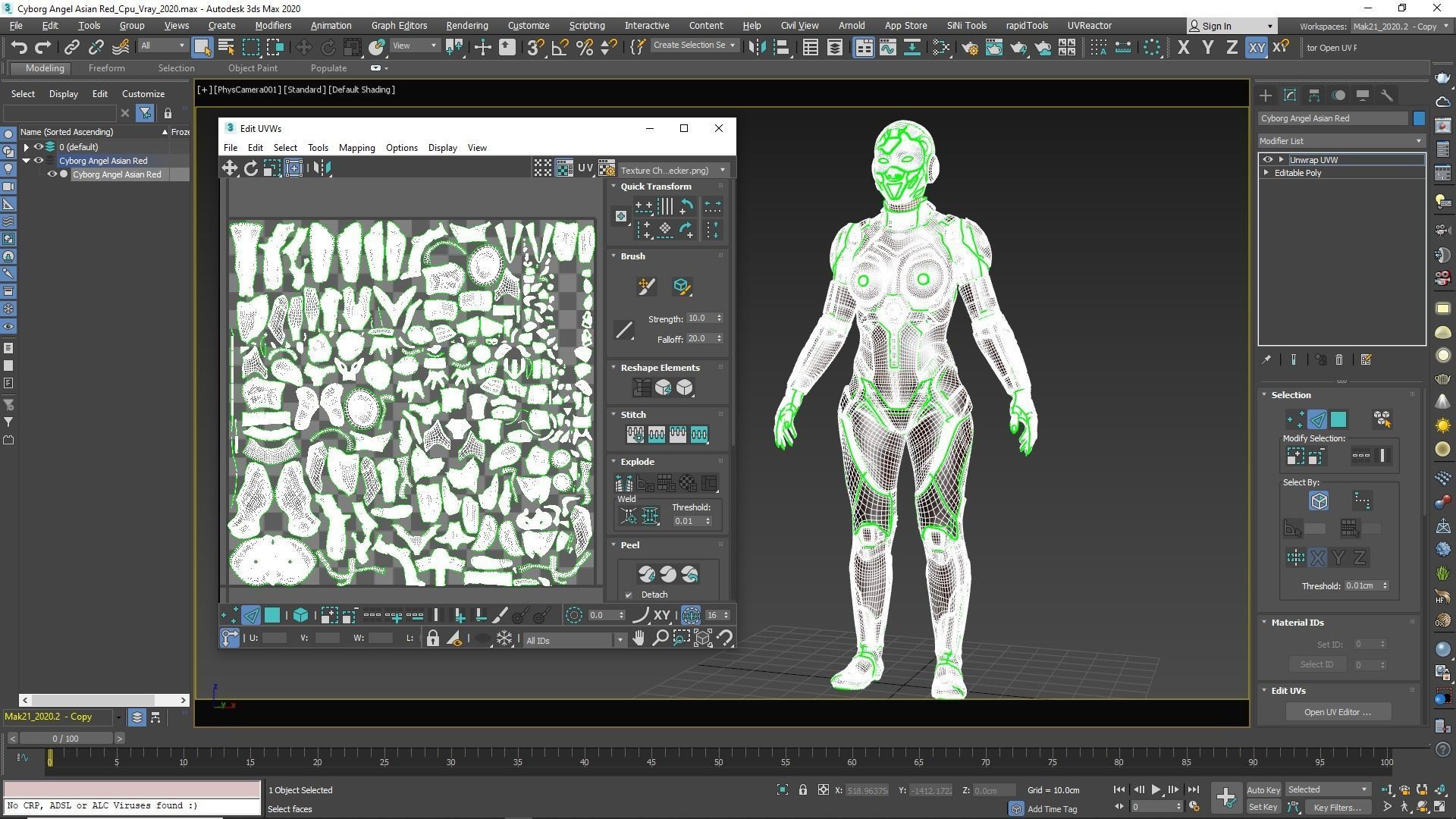 Cyborg Angel Asian Red 3D model_34