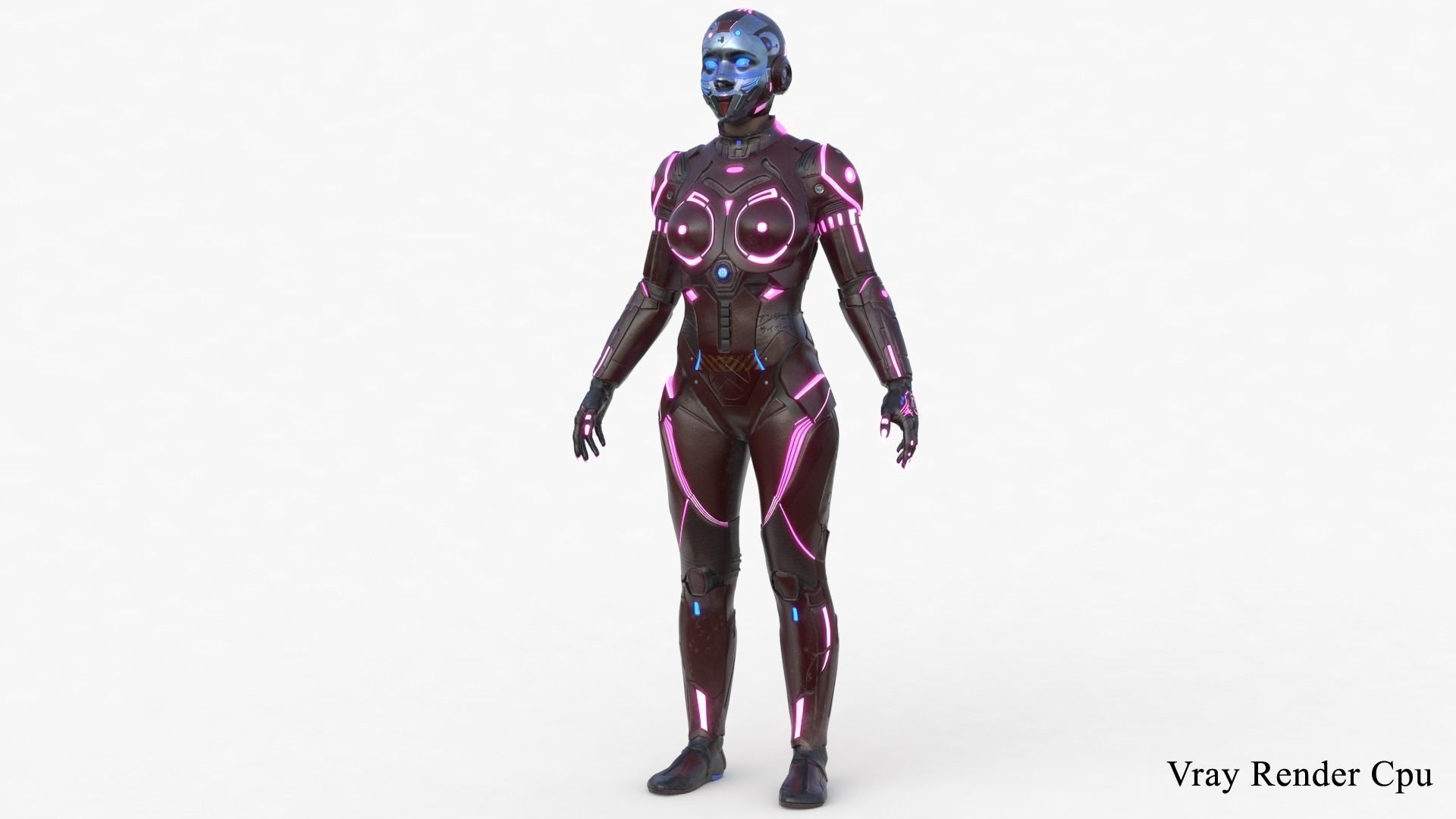 Cyborg Angel Asian Red 3D model_31