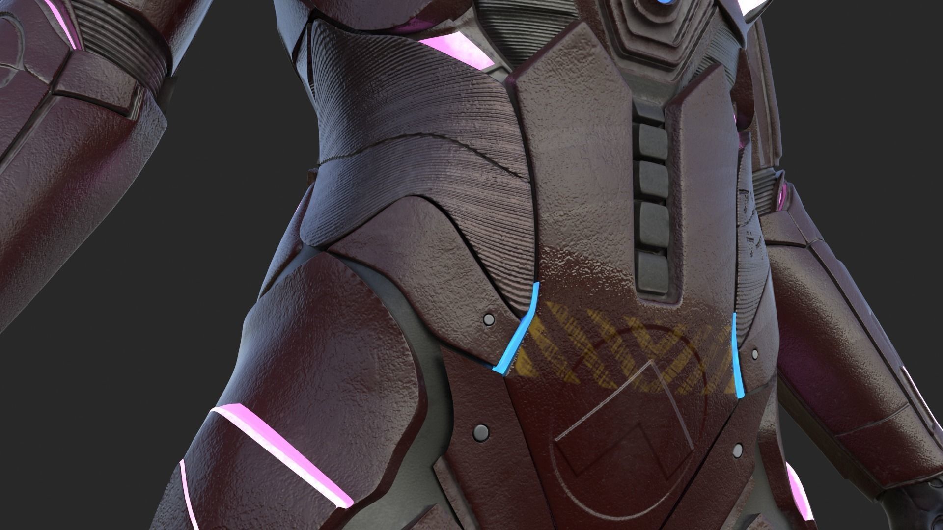 Cyborg Angel Asian Red 3D model_30