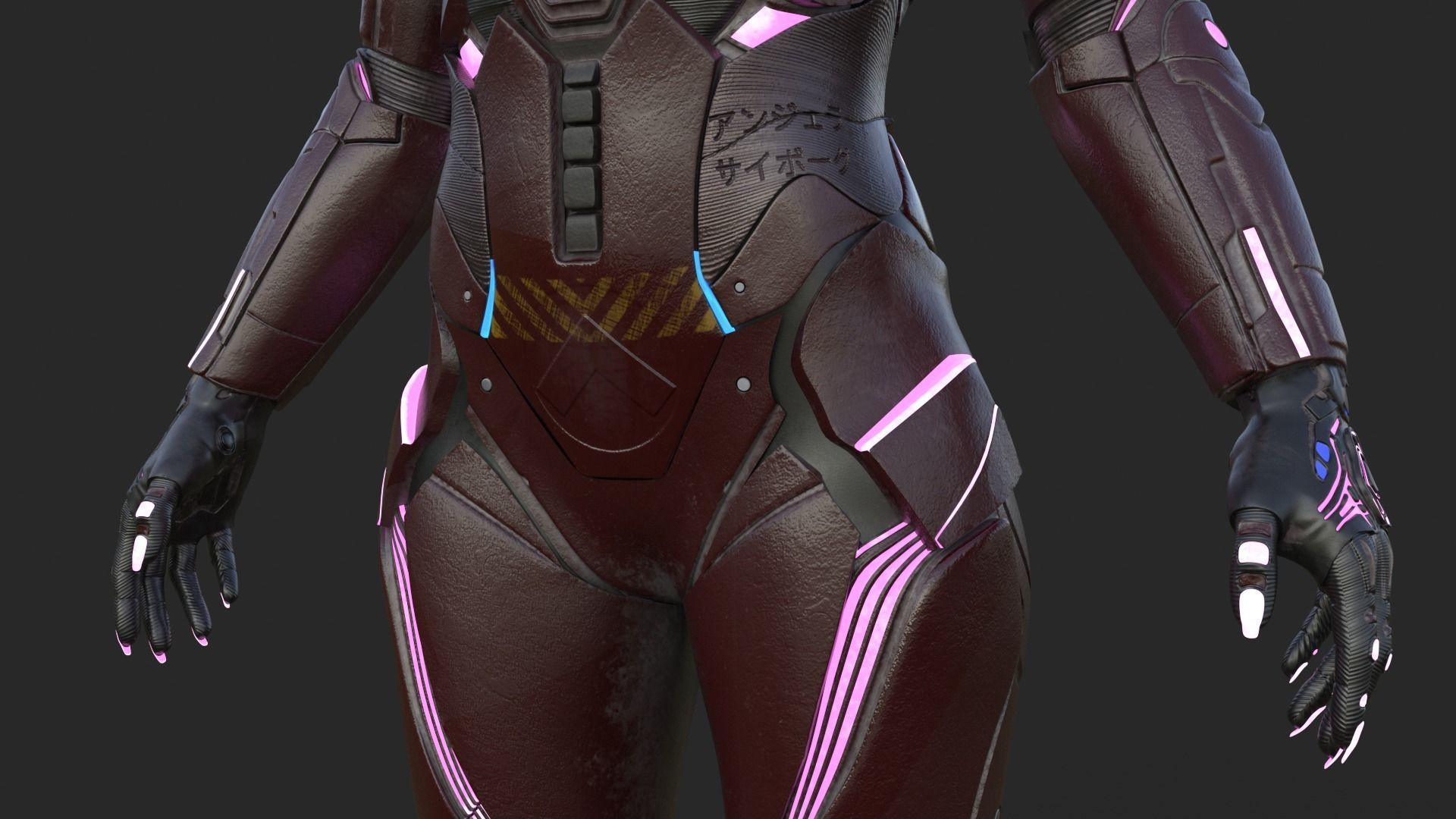 Cyborg Angel Asian Red 3D model_22