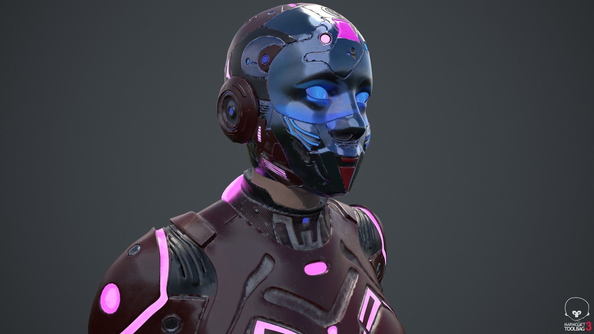 Cyborg Angel Asian Red 3D model_73