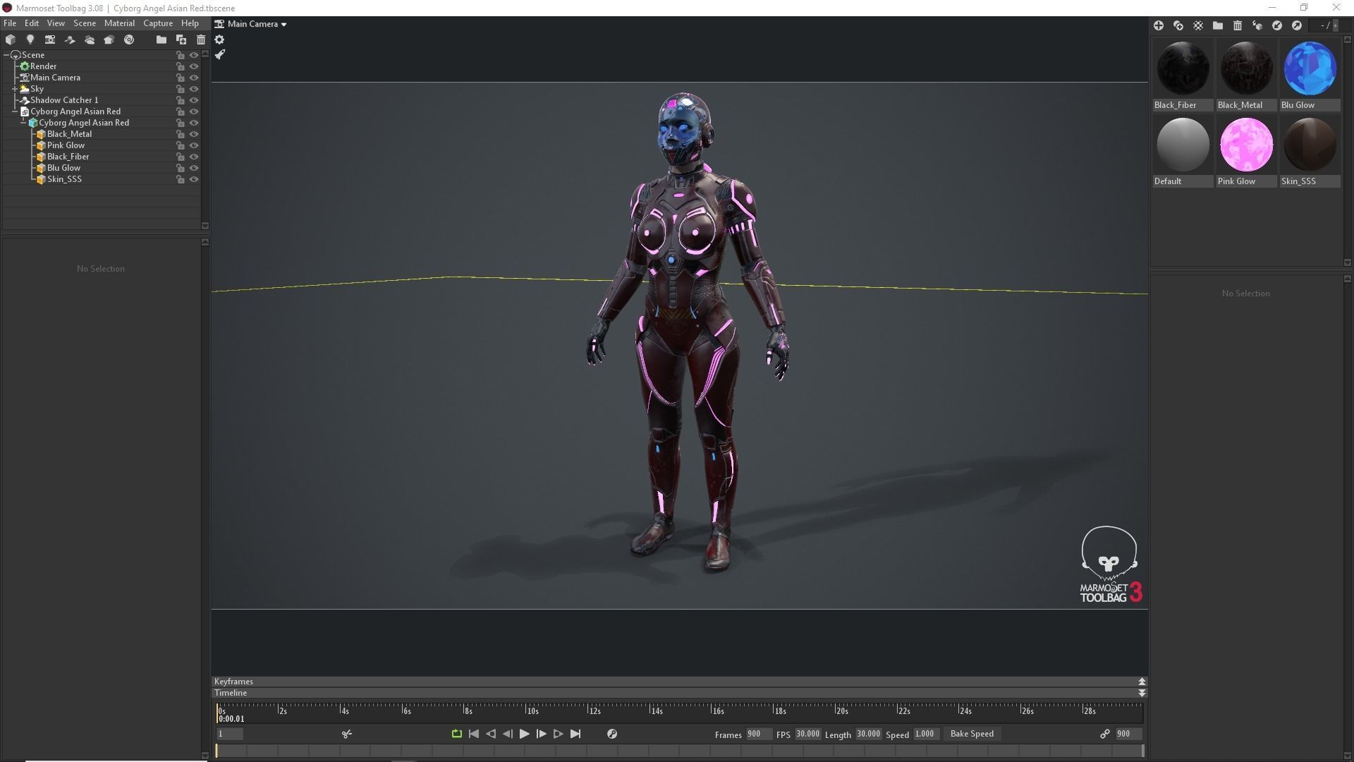 Cyborg Angel Asian Red 3D model_37