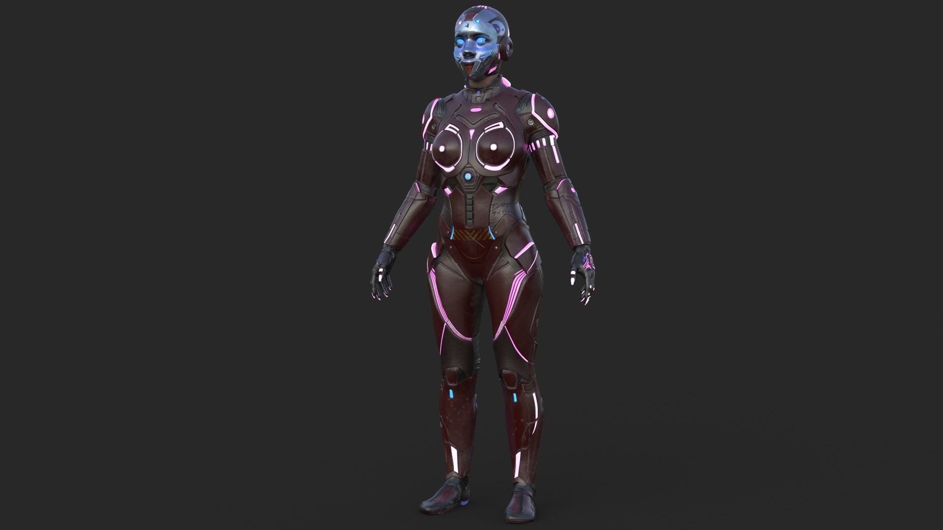 Cyborg Angel Asian Red 3D model_8