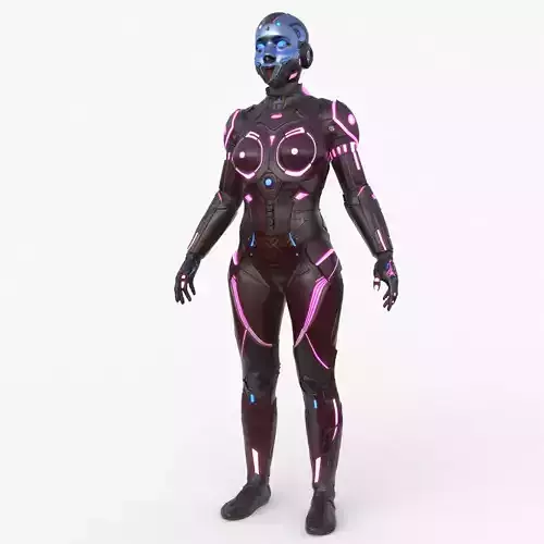 Cyborg Angel Asian Red 3D model