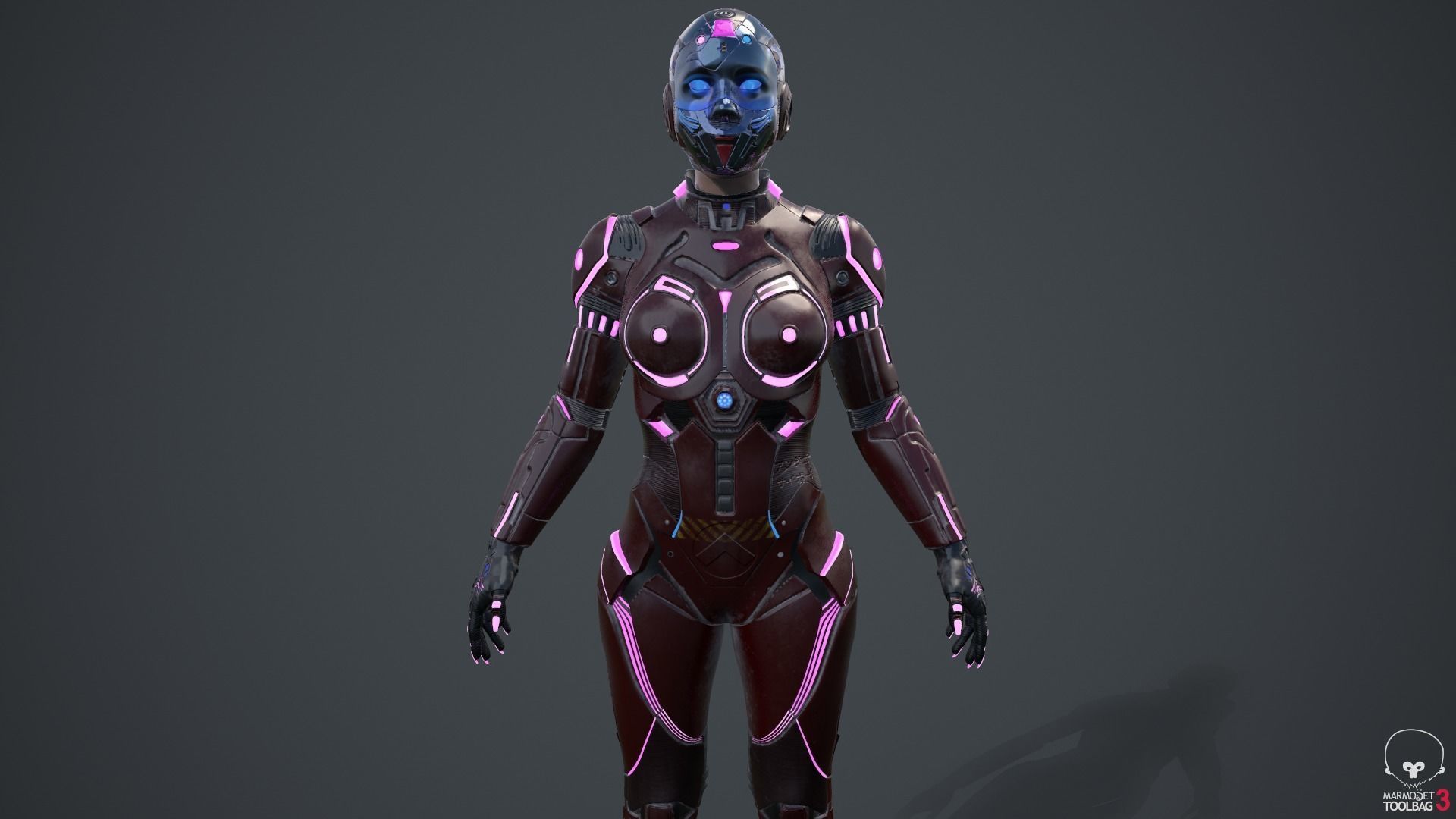 Cyborg Angel Asian Red 3D model_63