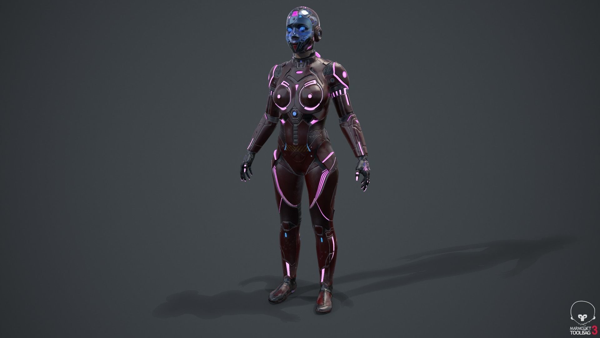 Cyborg Angel Asian Red 3D model_57