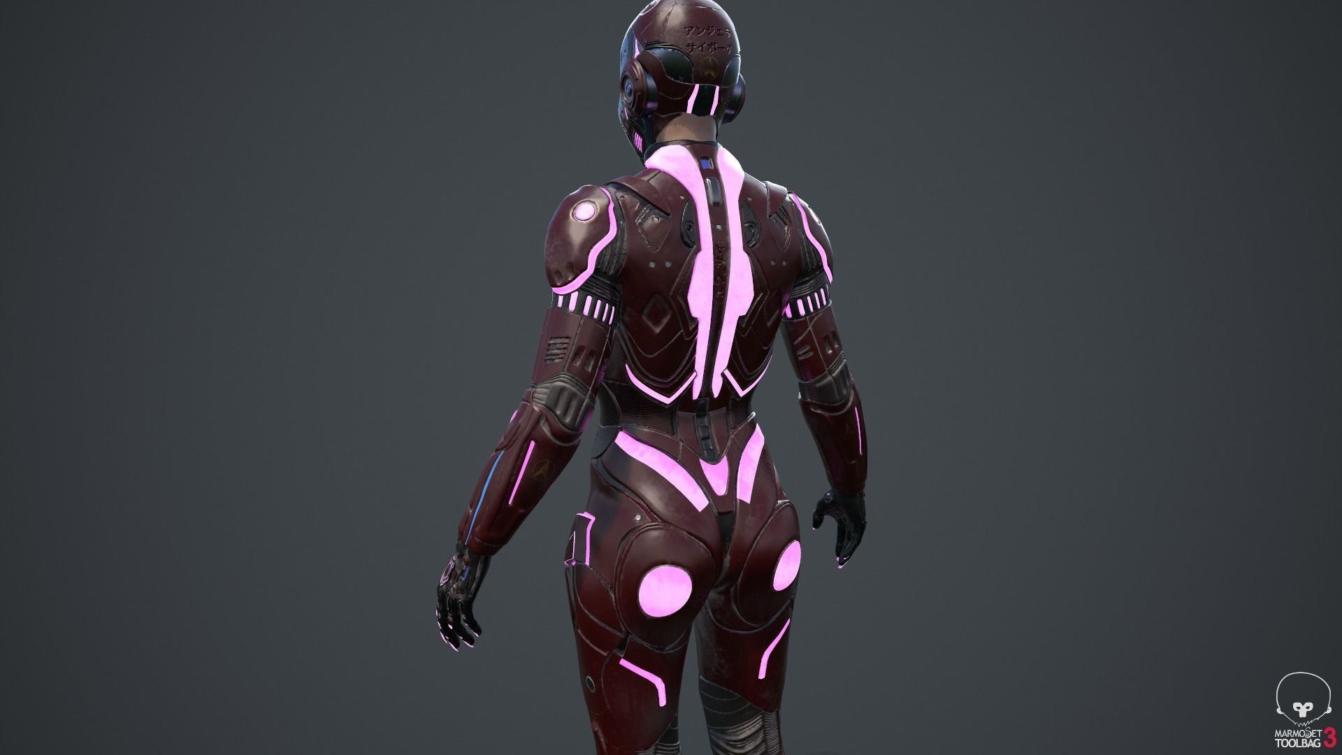 Cyborg Angel Asian Red 3D model_65