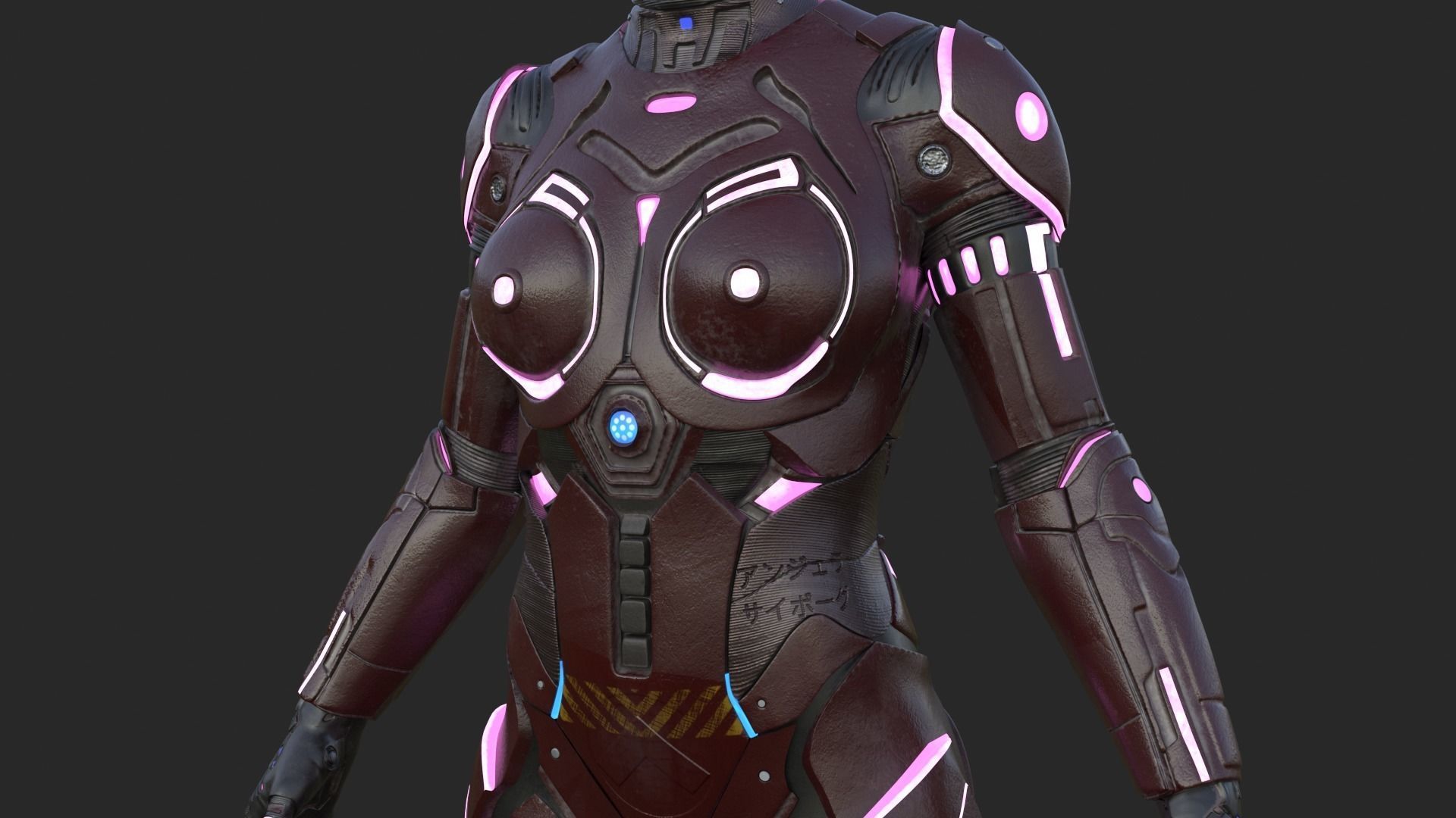 Cyborg Angel Asian Red 3D model_21