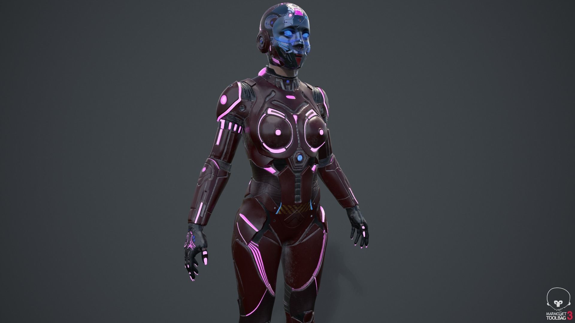 Cyborg Angel Asian Red 3D model_61