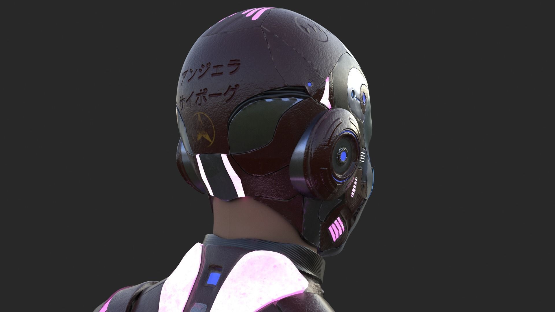 Cyborg Angel Asian Red 3D model_28