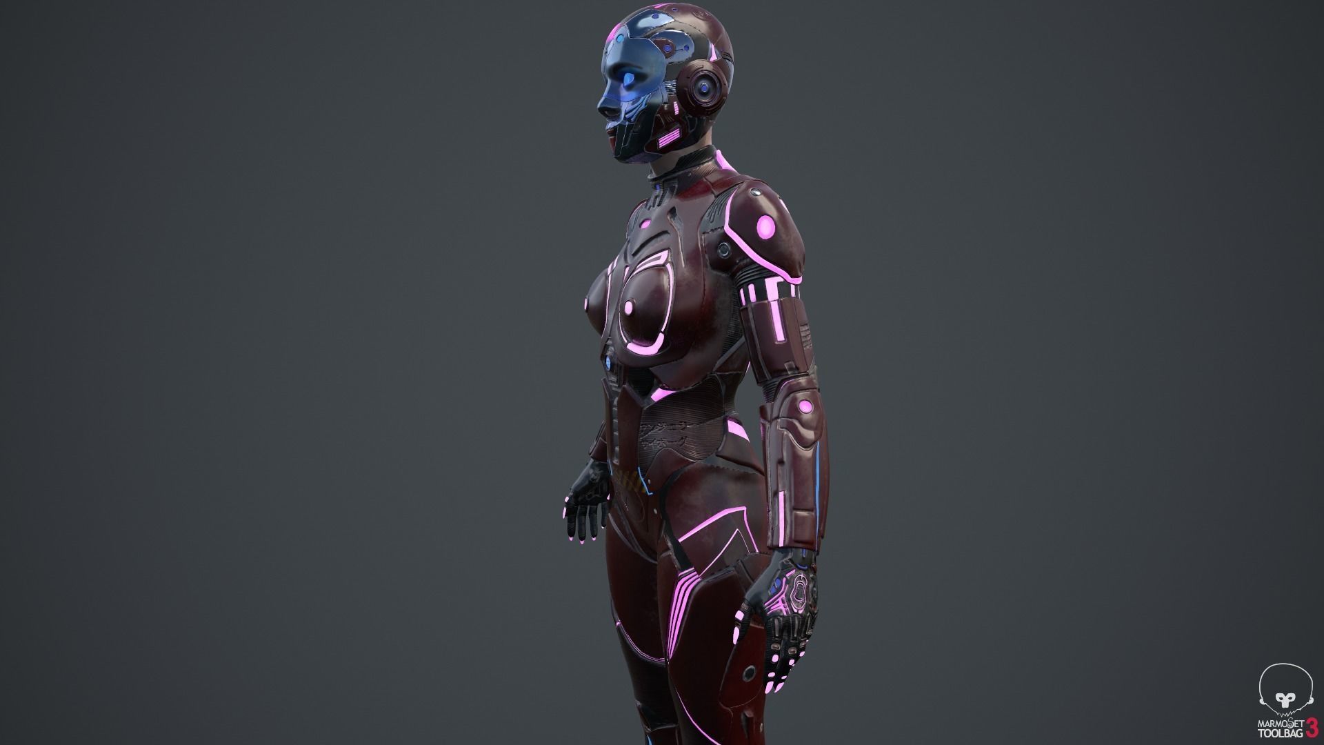 Cyborg Angel Asian Red 3D model_62