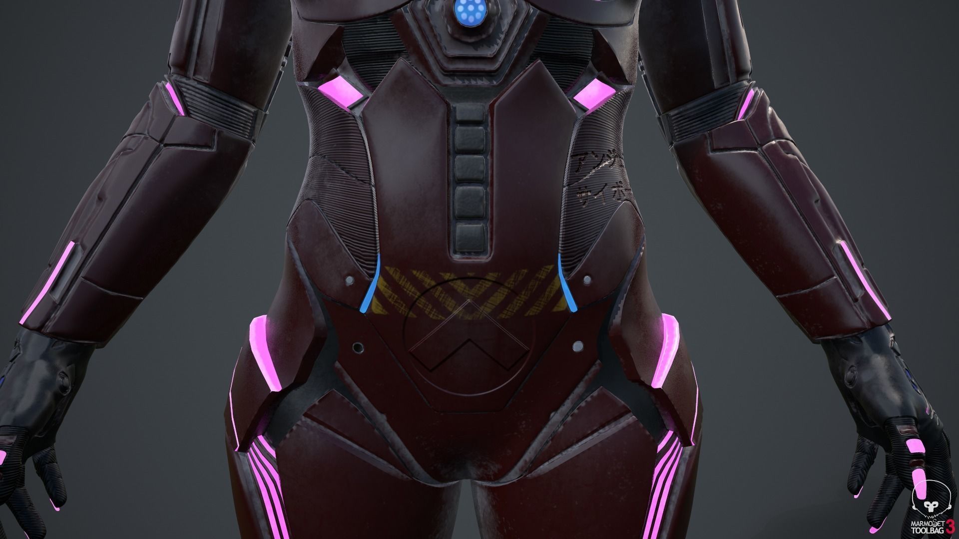 Cyborg Angel Asian Red 3D model_72