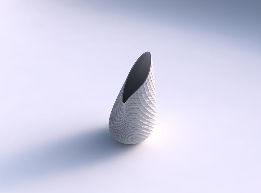 Vase Flame twisted with twisted diagonal grid dents 3D print model_0