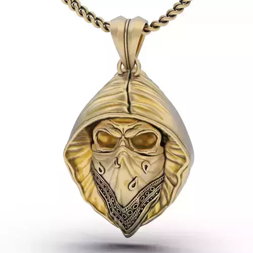 Skull hood rap pendant silver gold printable jewelry 3D model