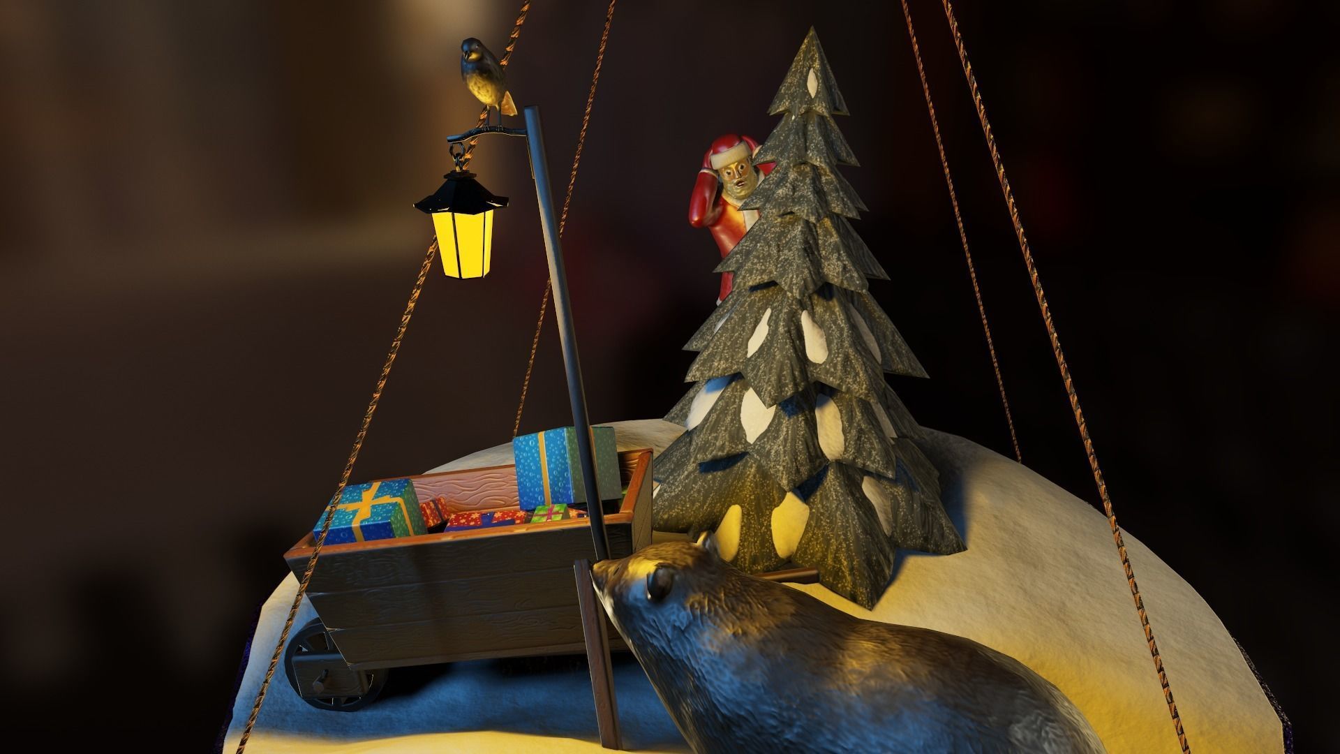 Christmas tree decoration Low-poly 3D model_3