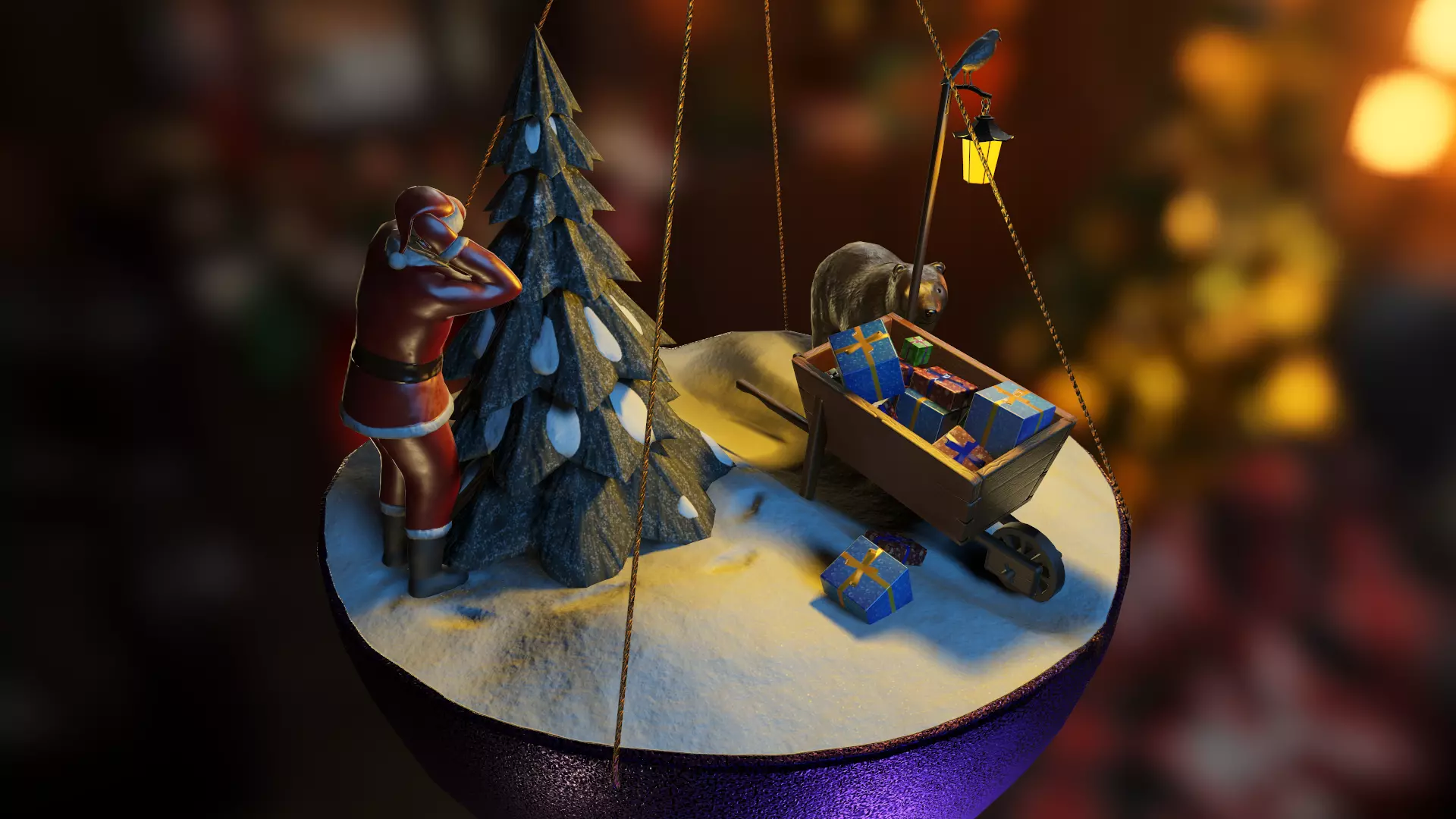 Christmas tree decoration Low-poly 3D model_0