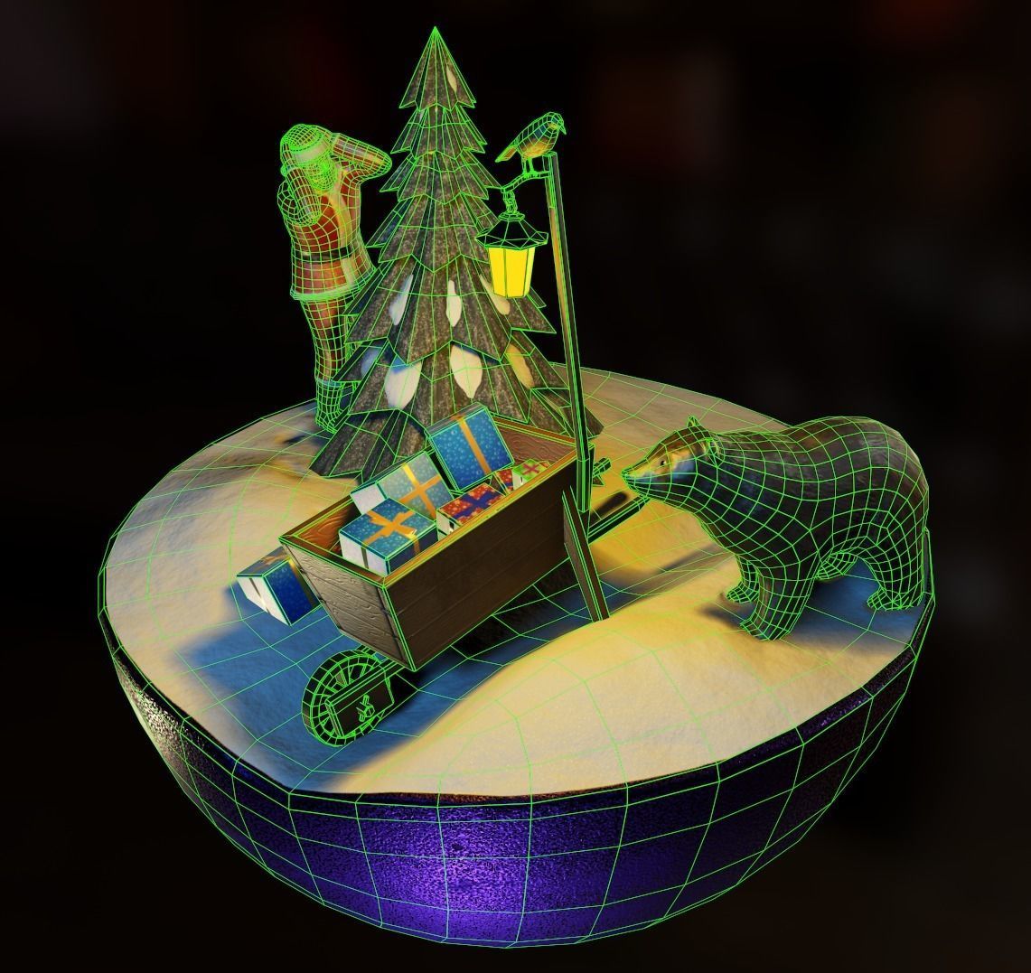 Christmas tree decoration Low-poly 3D model_9