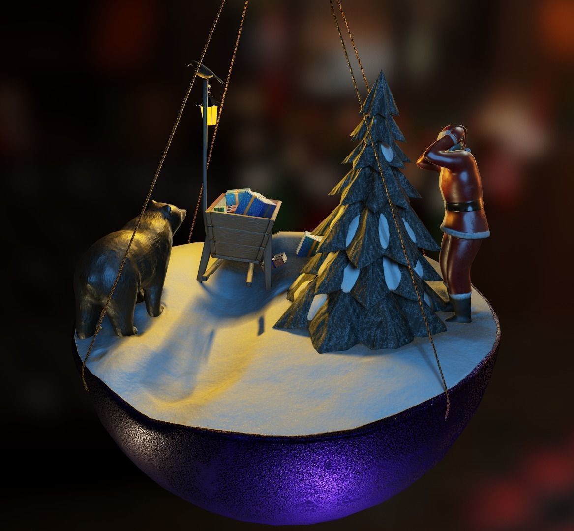 Christmas tree decoration Low-poly 3D model_4