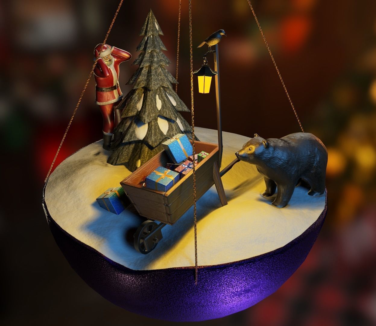 Christmas tree decoration Low-poly 3D model_6