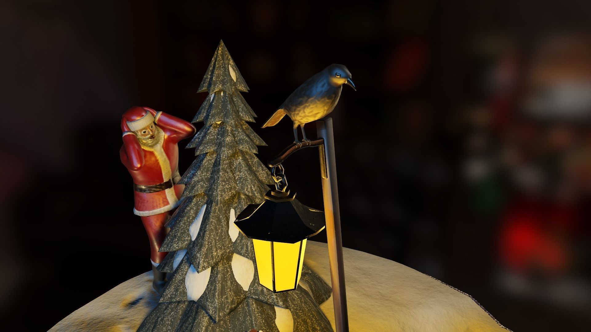 Christmas tree decoration Low-poly 3D model_5