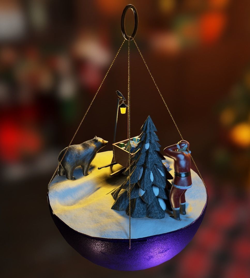 Christmas tree decoration Low-poly 3D model_8