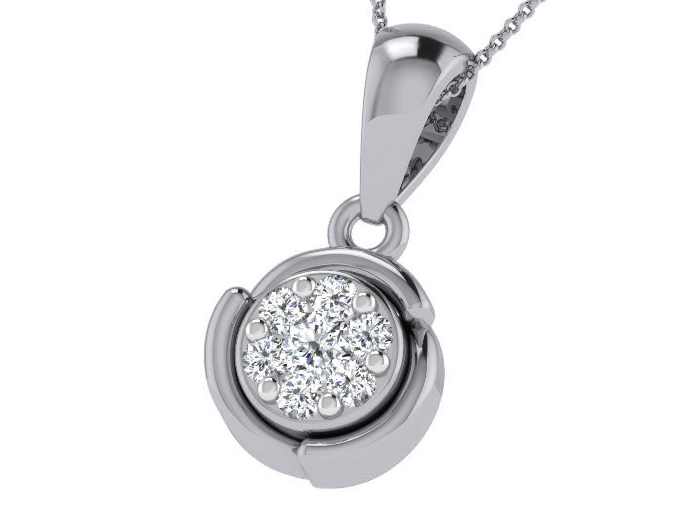 Round Light Wt Pendant 3dm stl obj mtl gltf glb 3D print model_1