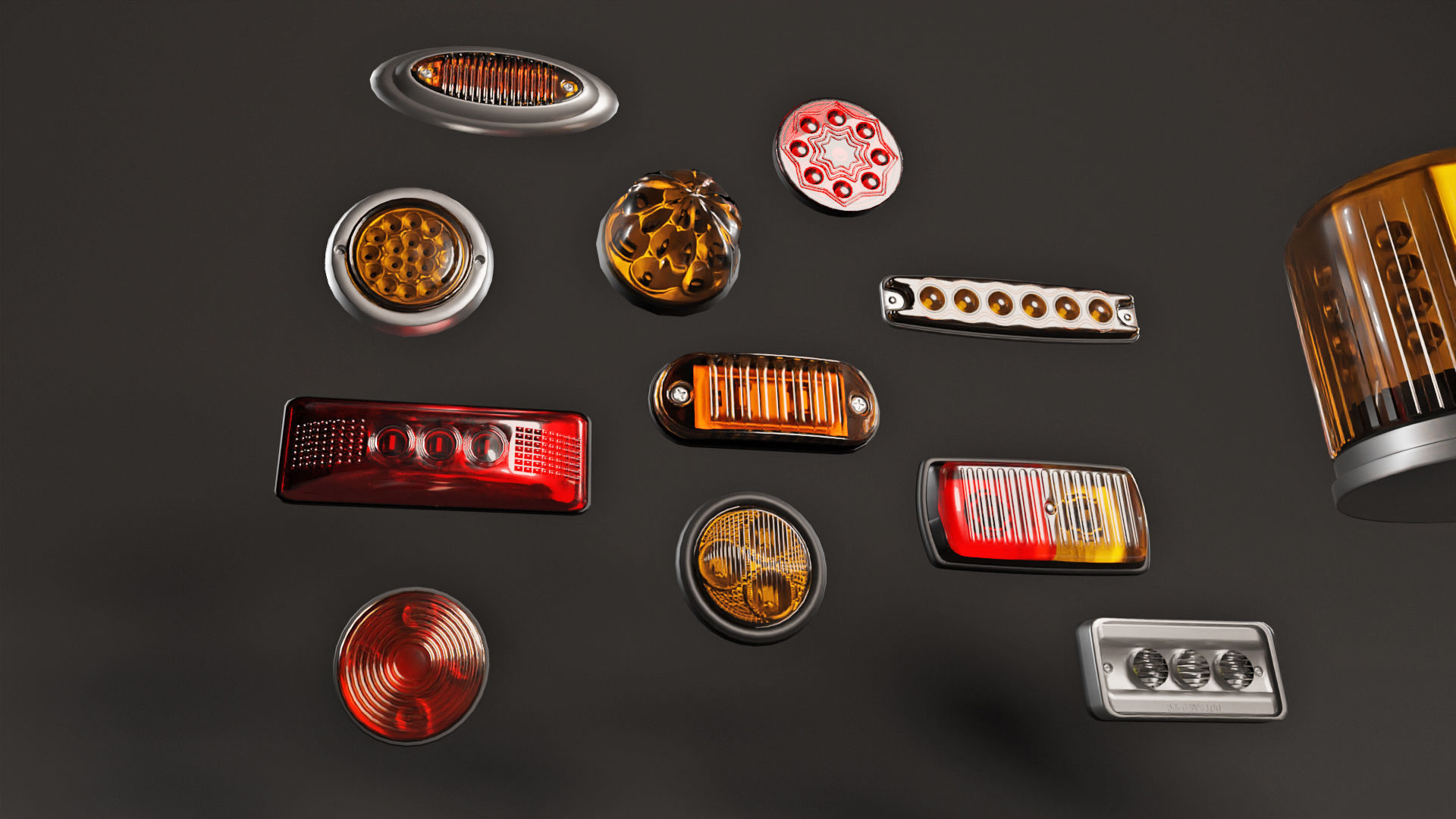Markers and Emergency Lights Collection 3D model_3