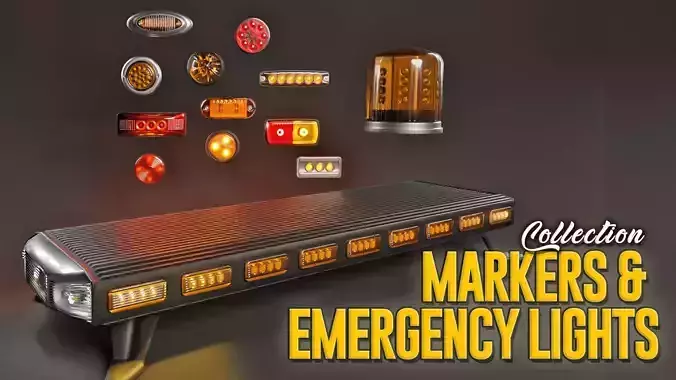 Markers and Emergency Lights Collection 3D model