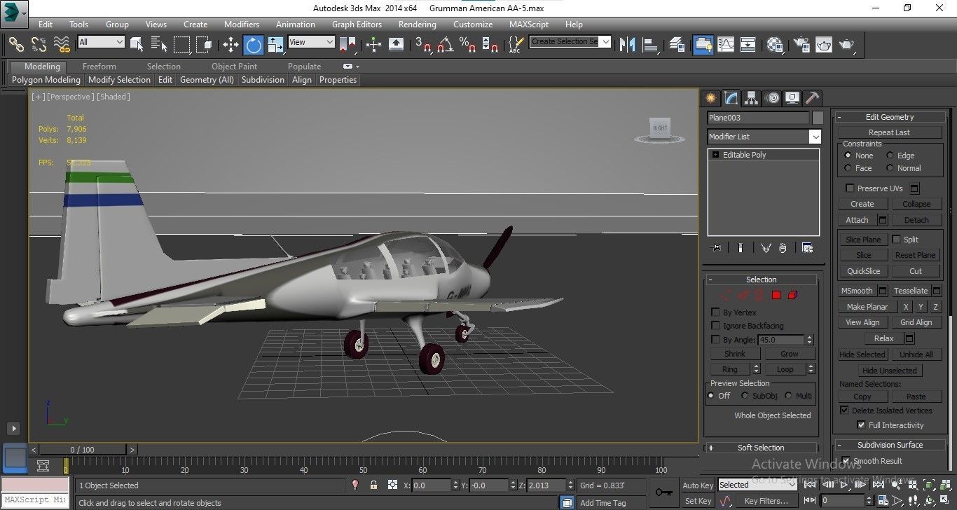 Grumman American AA-5 Low-poly 3D model_25