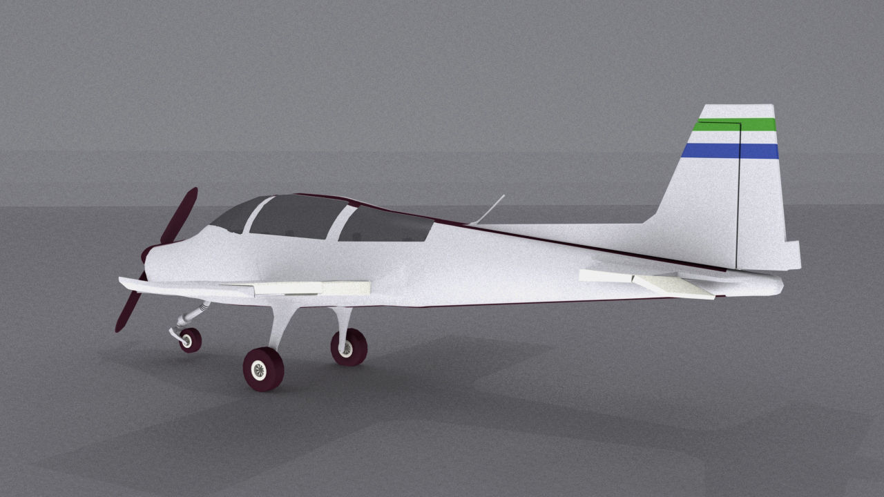 Grumman American AA-5 Low-poly 3D model_7
