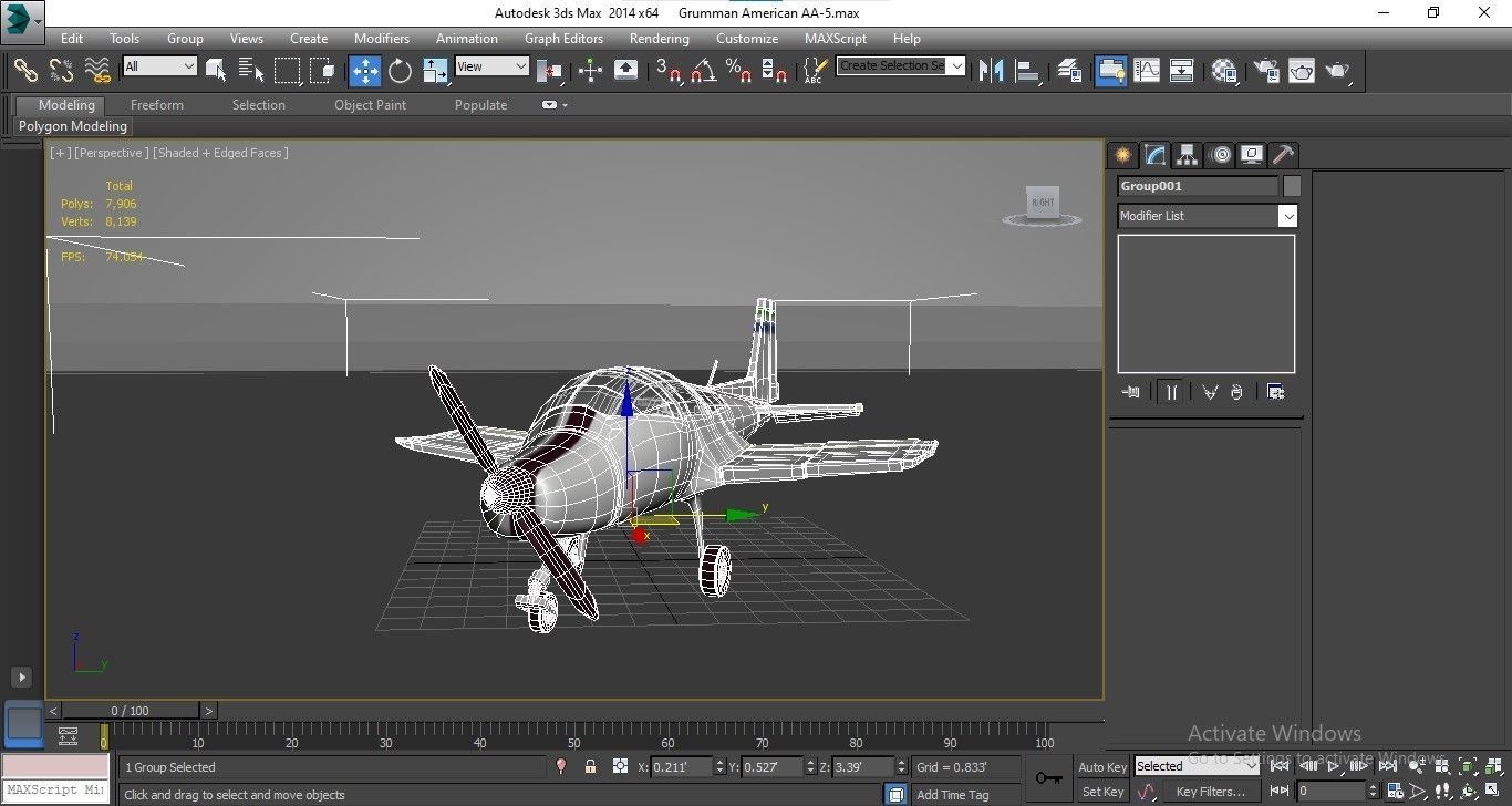Grumman American AA-5 Low-poly 3D model_20