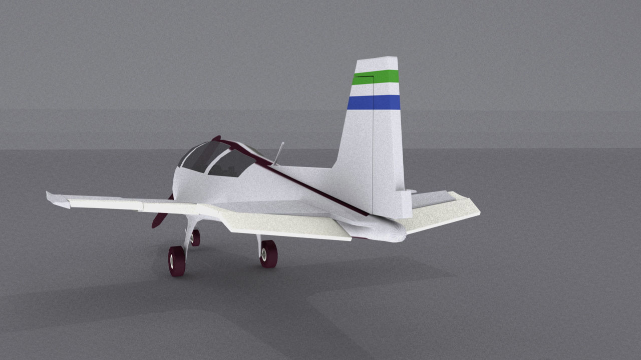 Grumman American AA-5 Low-poly 3D model_9
