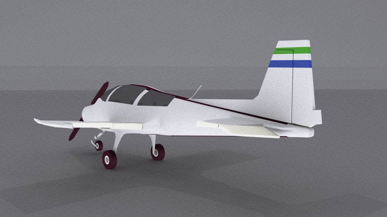 Grumman American AA-5 Low-poly 3D model_8