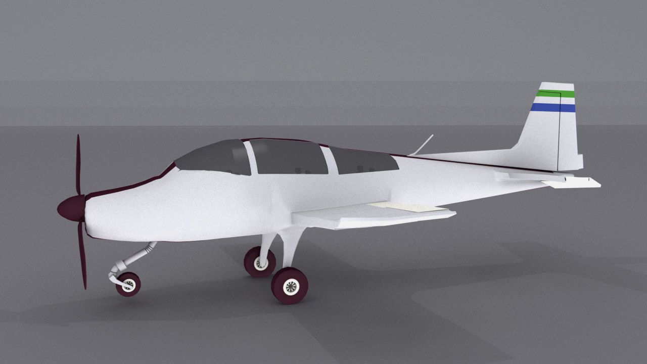 Grumman American AA-5 Low-poly 3D model_4