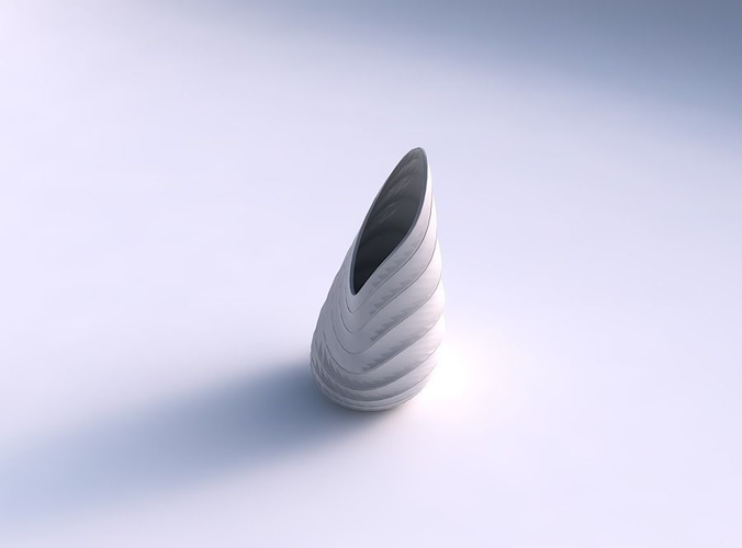 Vase Flame twisted with horizontal dents and twisted diagonal lines