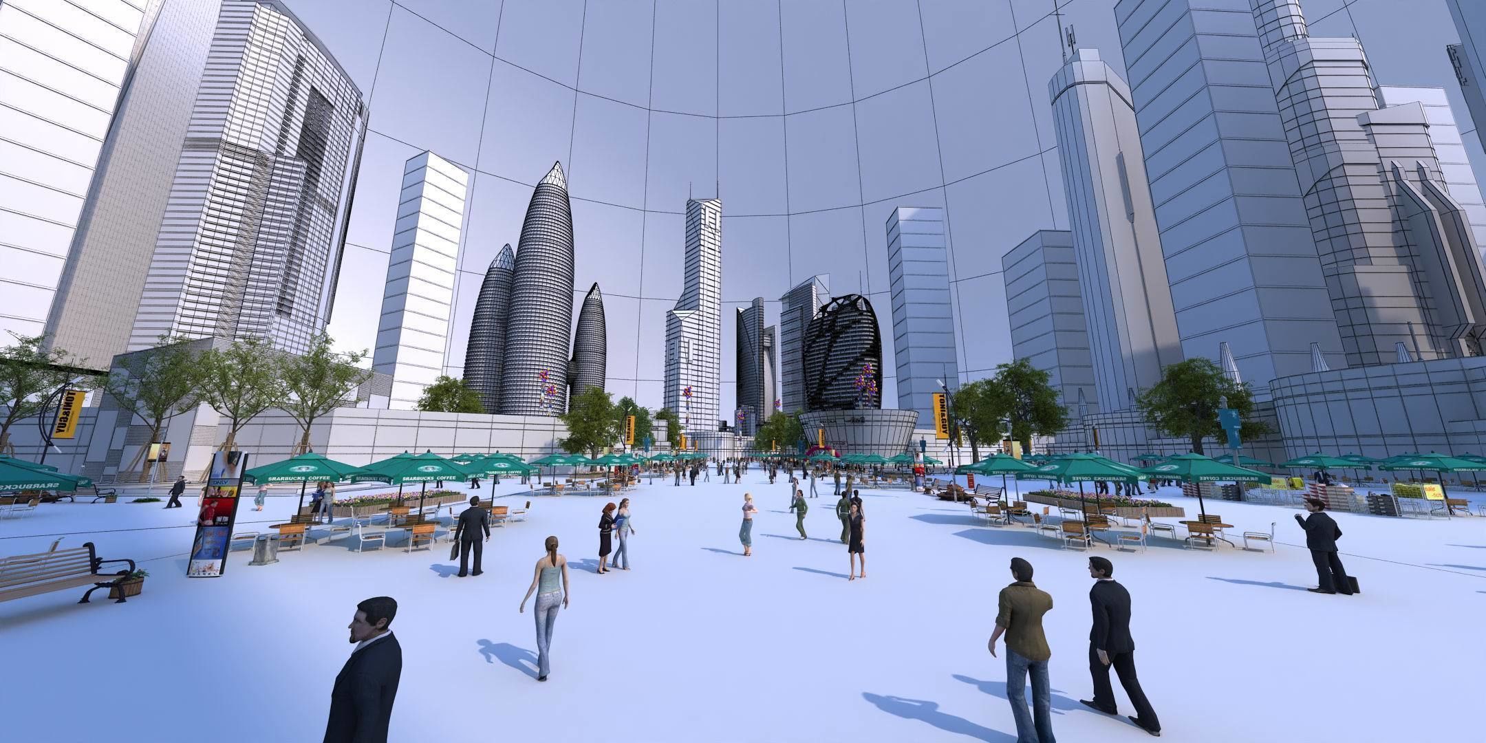 Business Plaza 3D model_5