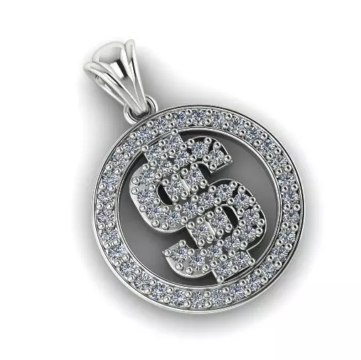 Pendant with dollar sign N01712 3D print model_0
